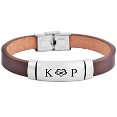 Men's leather bracelet Akzent A319016 with diamond engraving