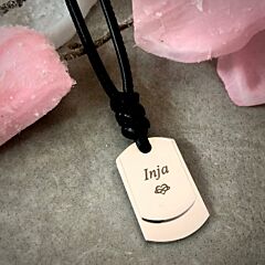 Men's leather necklace with pendant Akzent A501244 with name