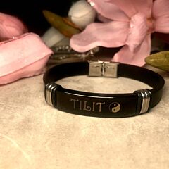 Men's leather bracelet Akzent A319038 with diamond engraving I AFORUM.shop