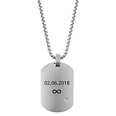 Men's steel necklace with pendant Akzent A503366 with engraving