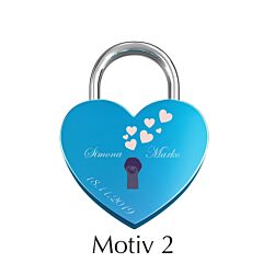 Ljubavni lokot s gravurom "srce - plavi" I Motiv 2 AFORUM.shop® 