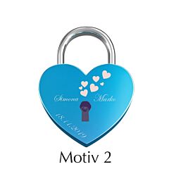 Liebesschloss mit Gravur "Herz - Blau" I Motiv 2 AFORUM.shop®  