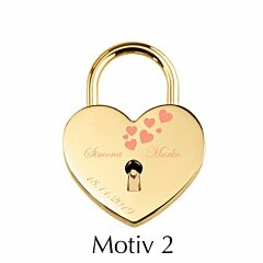 Ljubezenska ključavnica z gravuro "srce - zlata" I Motiv 2